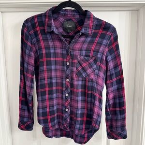 Rails Plaid Button Down Shirt Purple Pink Navy Soft Flannel Size Small